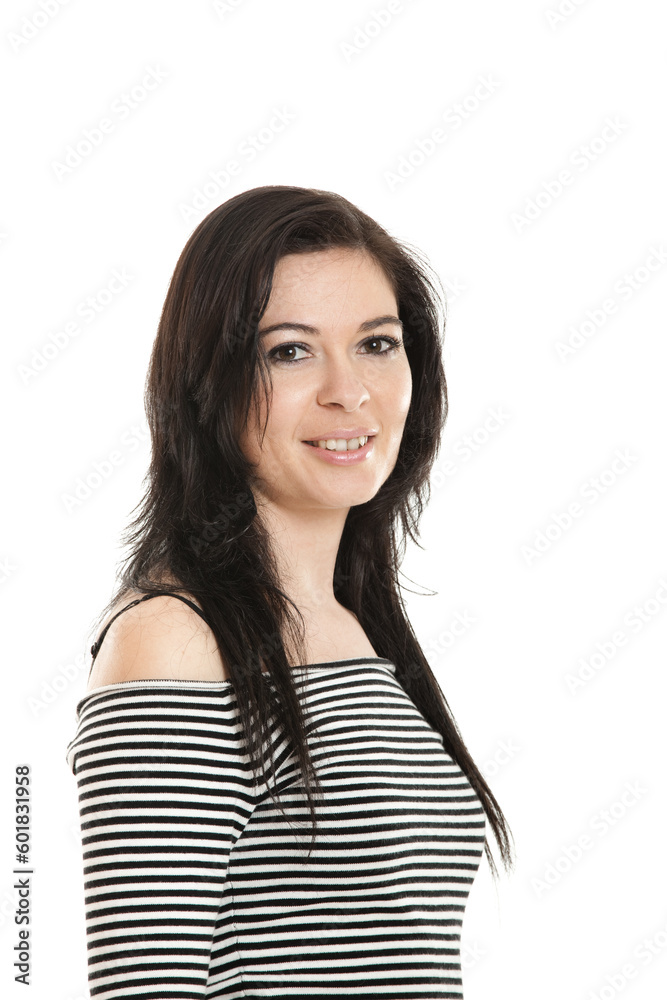 Portrait of an attractive young woman isolated on white background. Portrait of an attractive young woman isolated on white background.