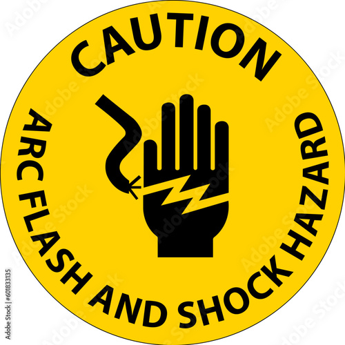 Caution Floor Sign Arc Flash And Shock Hazard