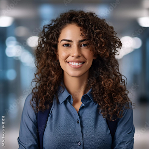 Portrait of happy and successful business woman made with generative AI 