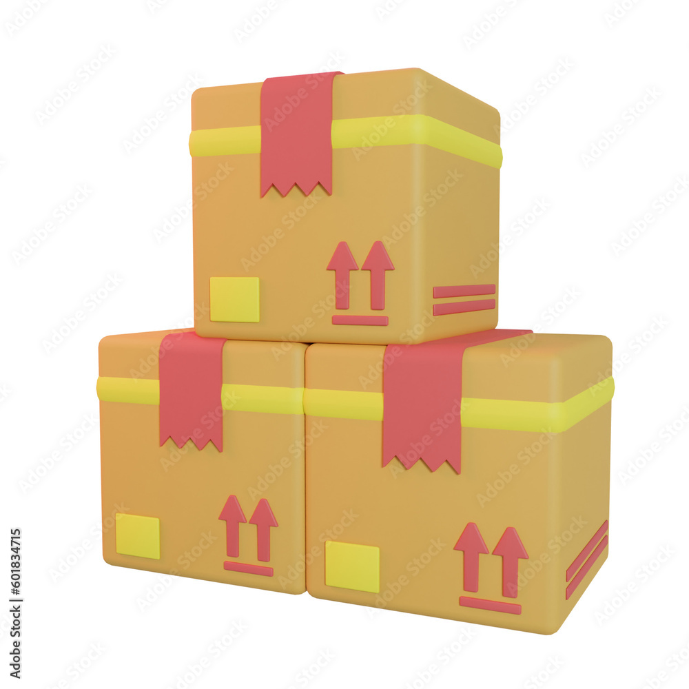 Obraz premium Stack Delivery box, Parcel, and Packaging Box 3d icon