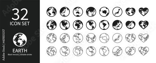 Earth icon set from various directions
