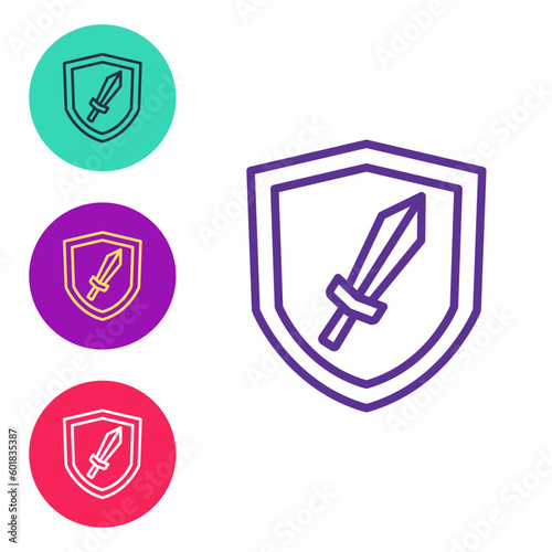 Set line Sword for game icon isolated on white background. Set icons colorful. Vector