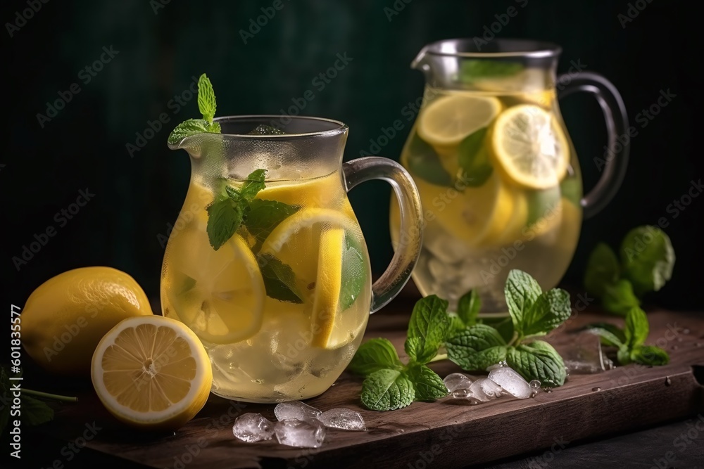 High-quality image of refreshing summer drink lemonade. Generative Ai.
