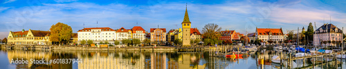 famous old town and port of Lindau at lake Bodensee