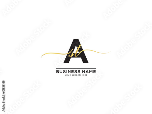 Typography AST Signature Logo, Creative ast sat Business Logo Icon Vector Art