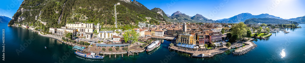 old town and port of Riva del Garda in italy