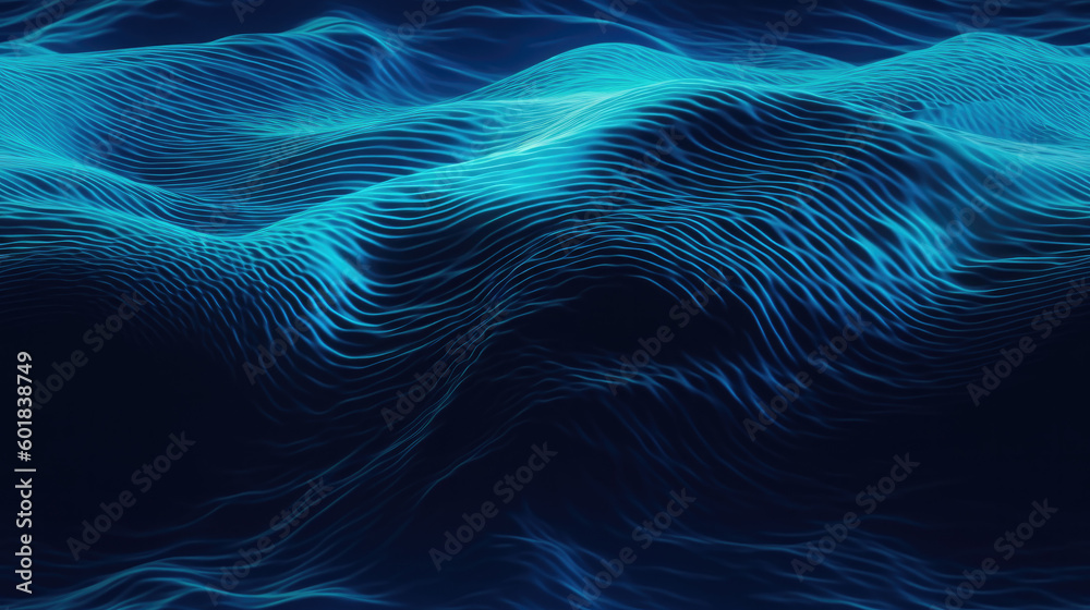 abstract blue background with technology waves, ocean mouvement futuristic illustration, AI abstract blue background with technology waves, ocean mouvement futuristic illustration, AI