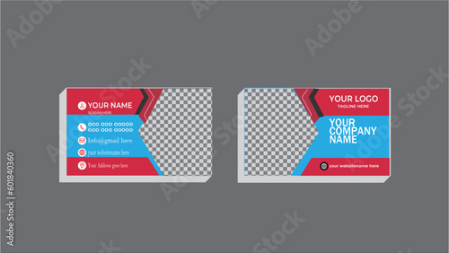 Creative business card,template,profetional card,
design with image holder and clean gradient color
geomatic shape.
