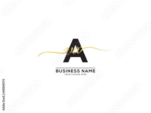VX, vx Signature Letter, Minimal Vx xv Modern Logo Icon Design