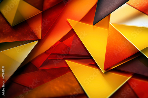 Abstract geometric background blending yellow, orange, and red hues, wallpaper.