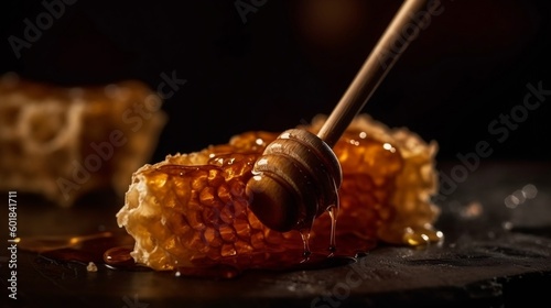 honey dripping from a stick