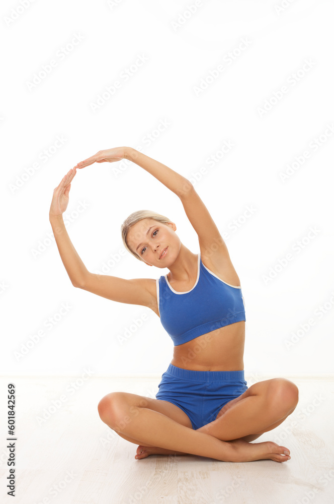 Young beautiful woman during fitness time and exercising Young beautiful woman during fitness time and exercising