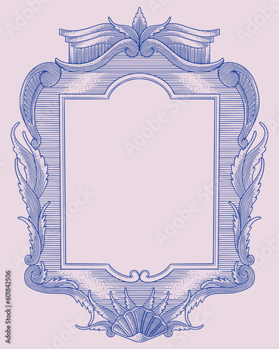 antique engraving frame, vector drawing vintage illustration
