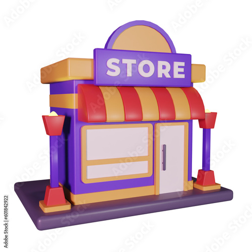 Retail store building 3d icon
