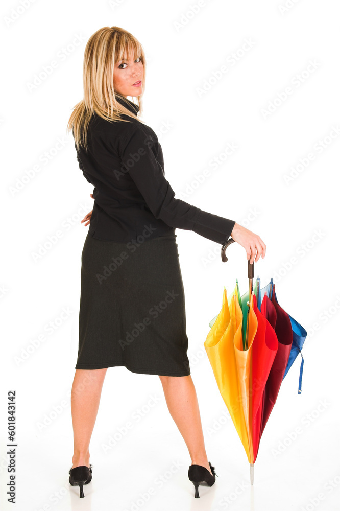 young girl with umbrella in colors