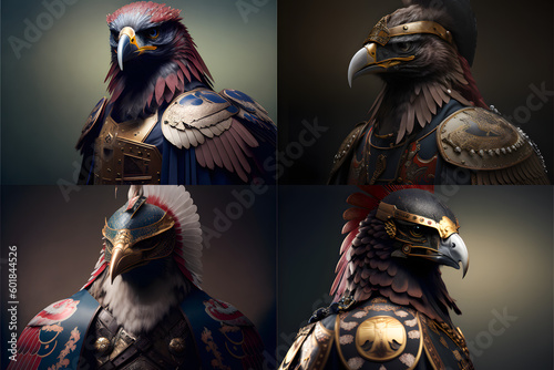 the great warrior eagle with his mighty armor, Generative AI. 