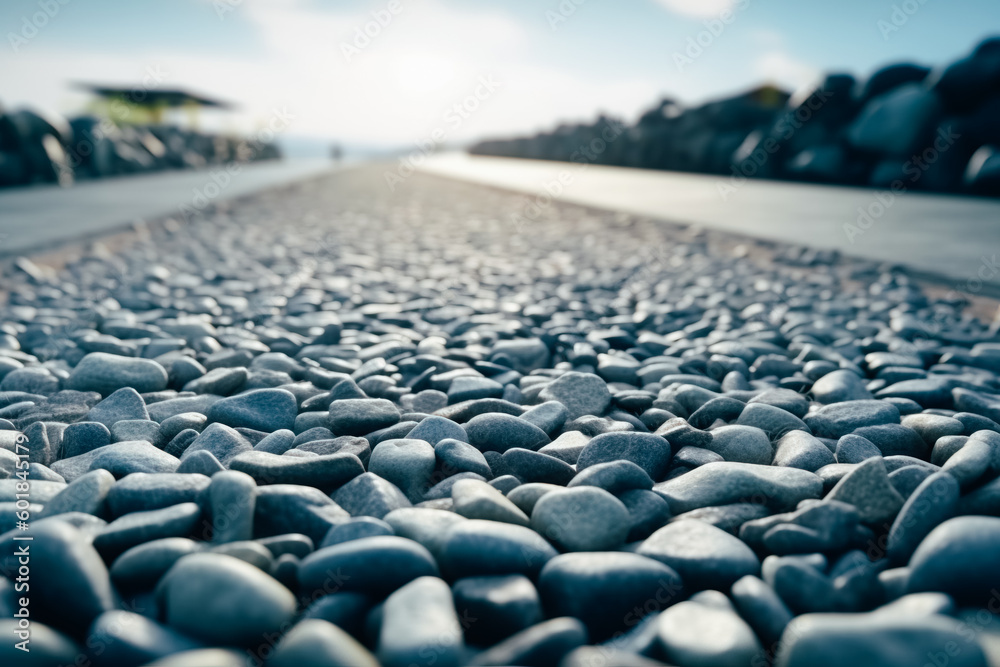 Fototapeta premium Gray gravel or crushed stone for road construction and reconstruction