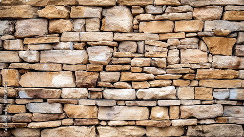 Texture of a stone wall in light brown tones  rocky backdrop wallpaper.