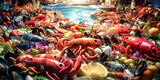 Fresh seafood was captured with perfect full depth of field - generative ai