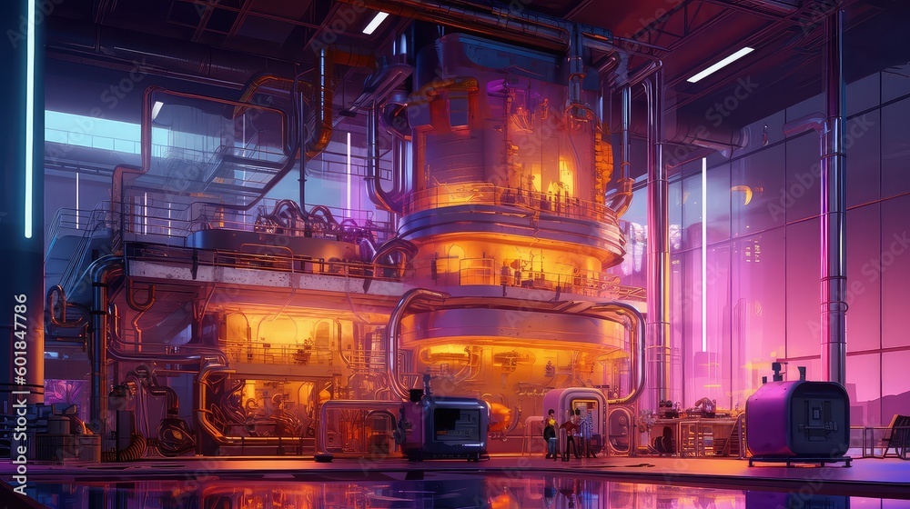 Interior view inside a factory and manufacturing plant Interior view inside a factory and manufacturing plant