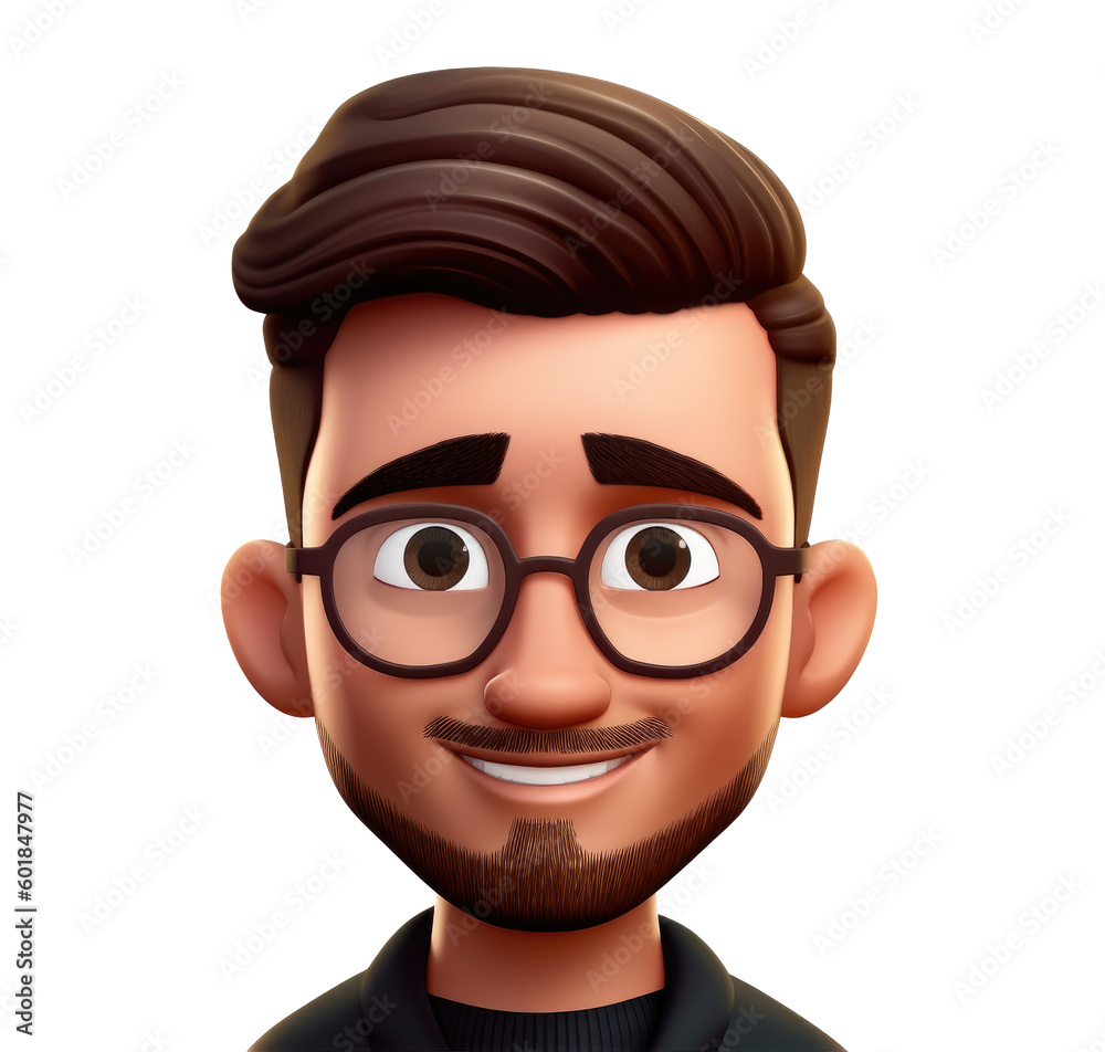 Emoji man with glasses on transparent background. PNG, ai Emoji man with glasses on transparent background. PNG, ai