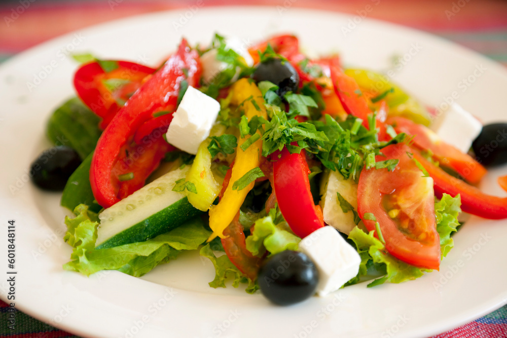 A healthy greek salad / background