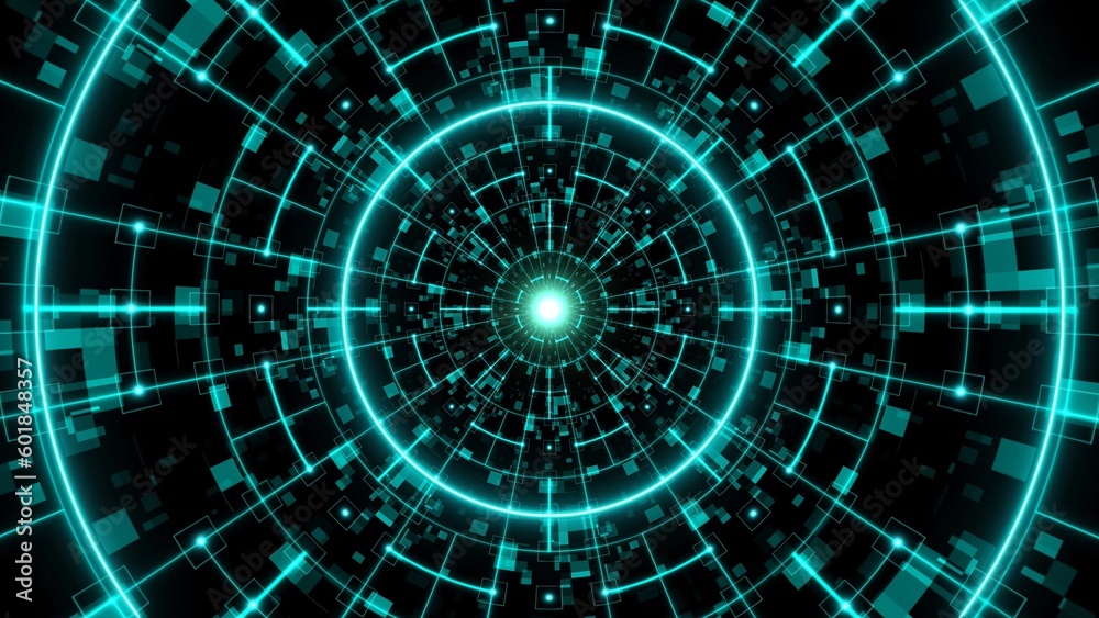 Obraz premium pulsing cyan circle digital background