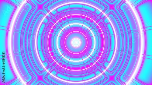 psychedelic iridescent color circle tunnel background