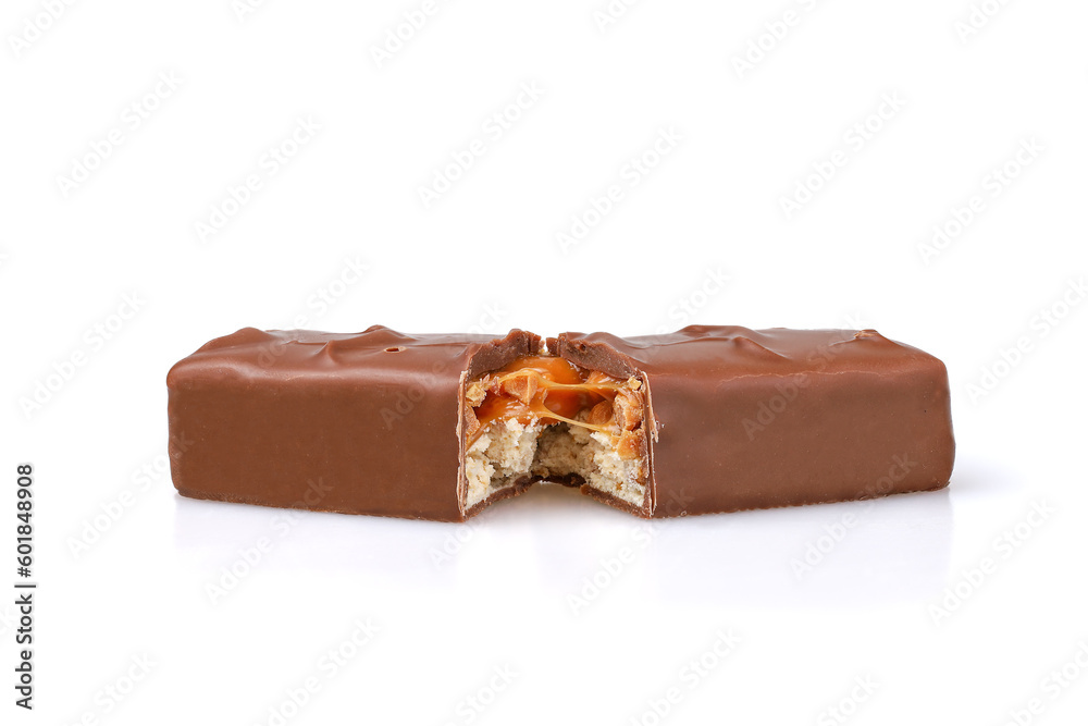 Broken chocolate bar isolated on white background Broken chocolate bar isolated on white background