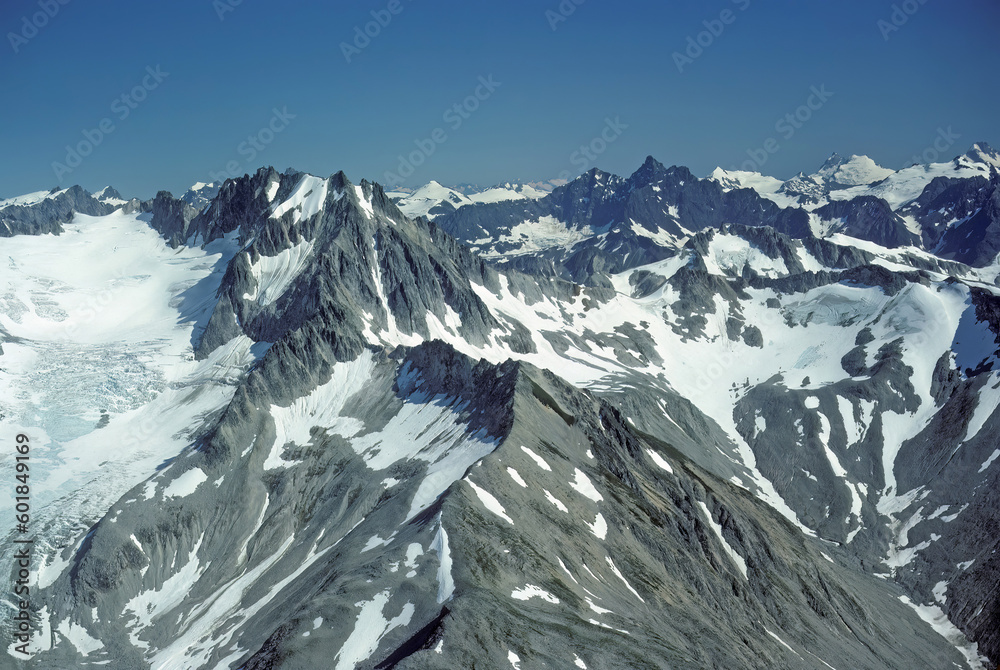 Panoramic Aerial View of the Mountains of Glacier Bay