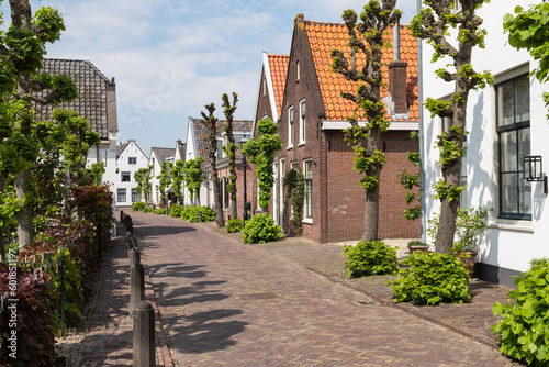 Fototapeta Naklejka Na Ścianę i Meble -  Street in the small Dutch rural village of Baambrugge.