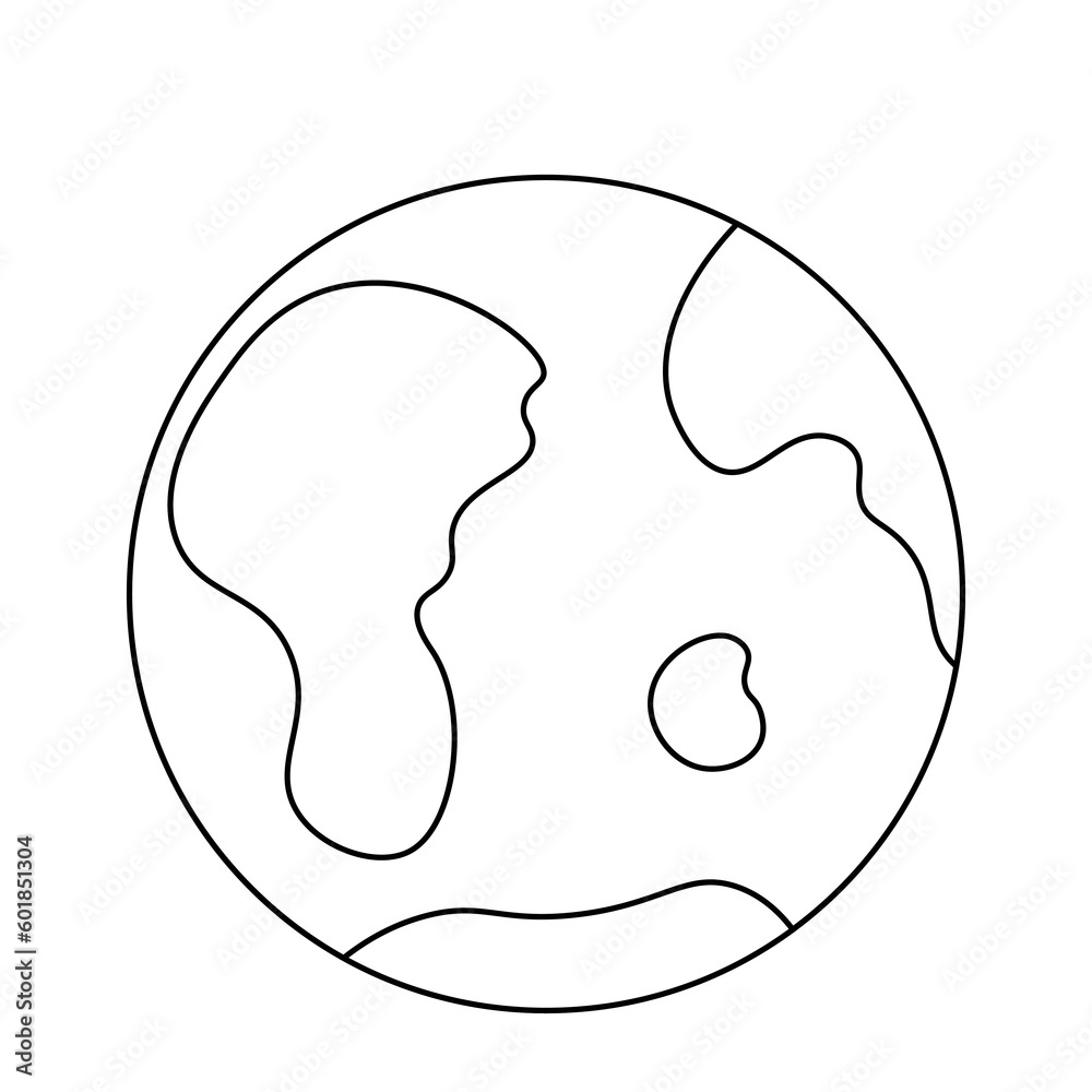 Drawn cartoon Globe Planet Earth in black and white Drawn cartoon Globe Planet Earth in black and white