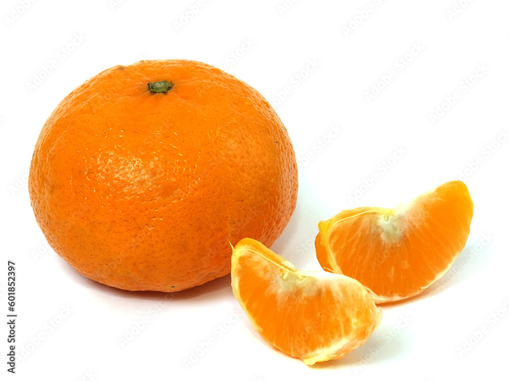 Isolated lobules of tangerine with clipping path. Shadow is not included with the clipping path. Isolated lobules of tangerine with clipping path. Shadow is not included with the clipping path.