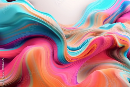 Watercolor light colorful wavy liquid abstract wallpaper. Ai generative