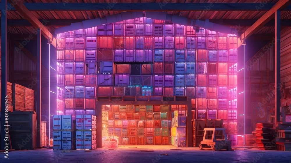 Naklejka premium creative concepts, ideas, and illustration of modern automated warehouse