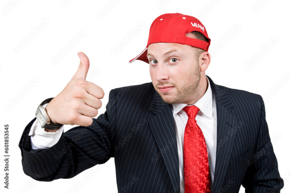man wishing good luck on isolated background man wishing good luck on isolated background