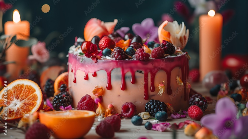 Beautiful Feminine Cake Bursting with Colors and Flavor