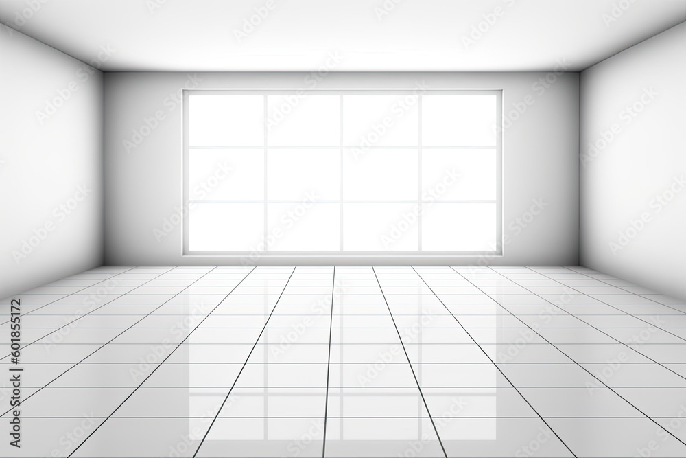 an Empty Room with Tiled Floor and Window Generative AI an Empty Room with Tiled Floor and Window Generative AI