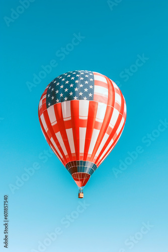 hot air balloon with the colors of the flag of the united states of america. generated by AI