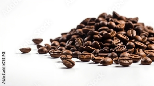 Coffee beans. Isolated on white background. Front view. Generative AI