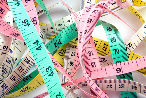 Multicolored measuring tapes for sewing