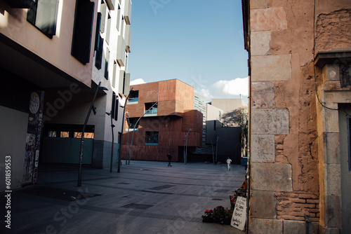 street in barcelona with a building