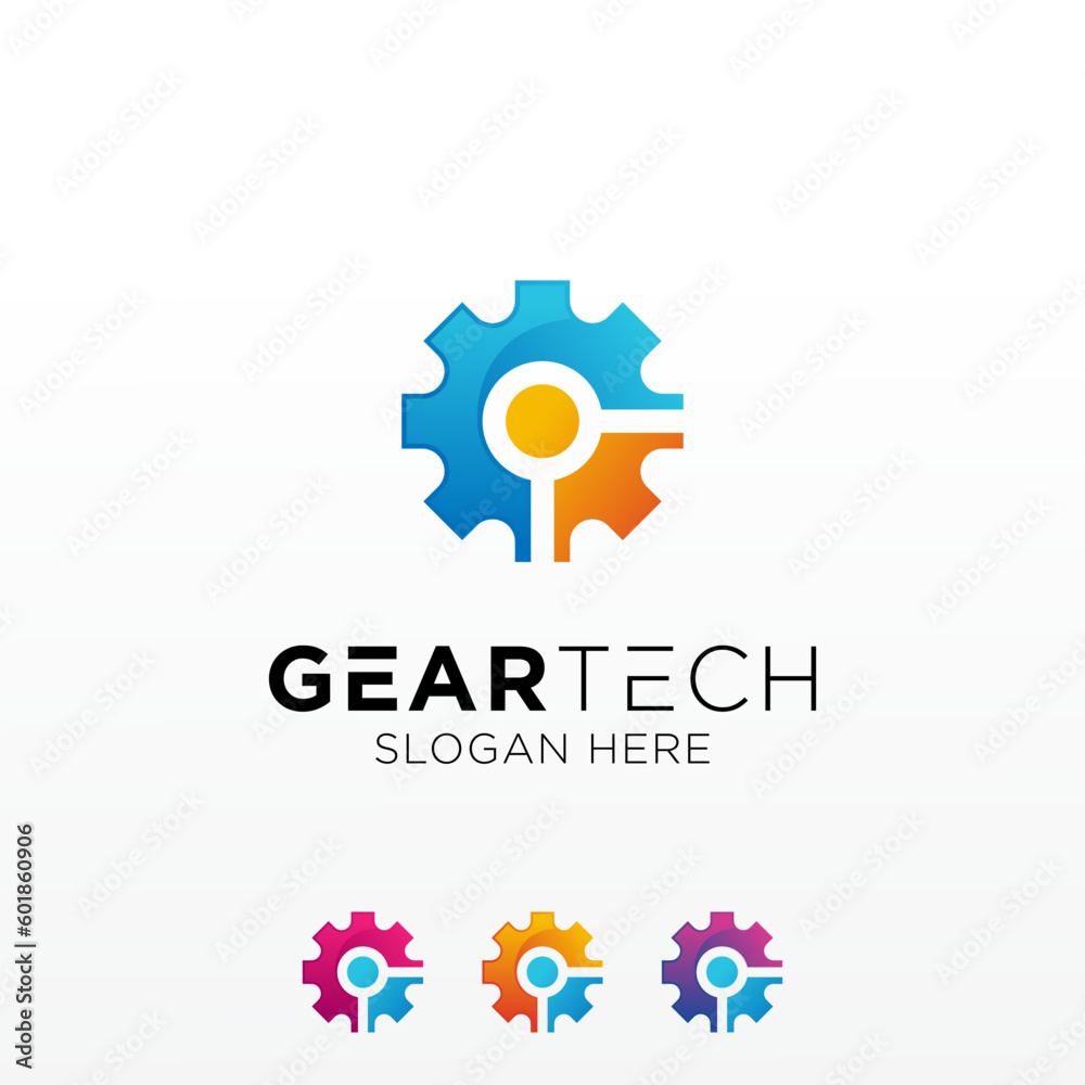 Gear technology vector logo design template. Gear technology vector logo design template.