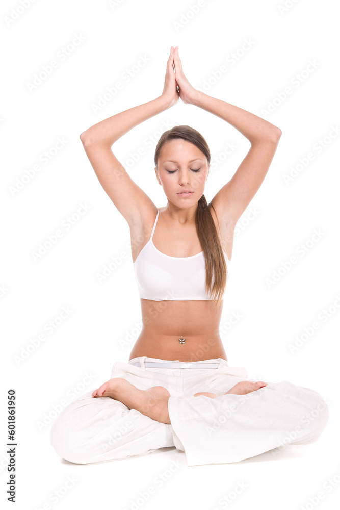 pretty brunette woman practice yoga pretty brunette woman practice yoga