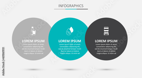 Set Water drop percentage, Bottle of water with glass and cooler. Business infographic template. Vector