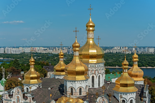 Golden domes of Kyiv Pechersk Lavra in Kyiv Ukraine