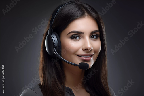 Generative AI Enhanced: Radiant Smiles of a Brunette Customer Care Agent