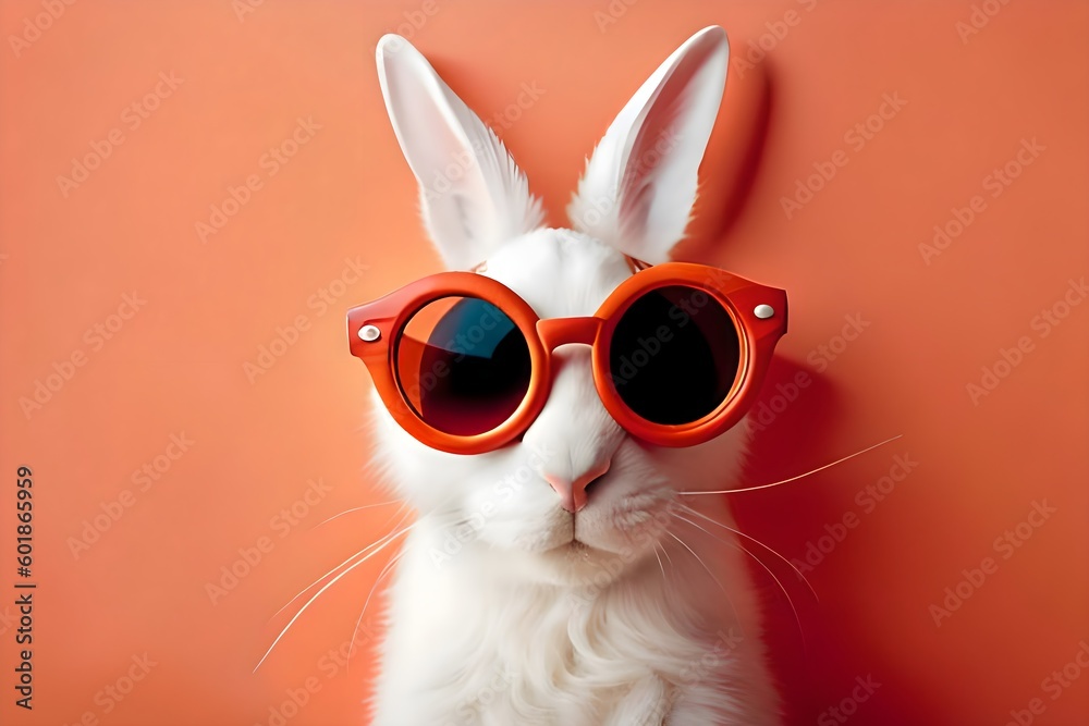Hipster Rabbit in orange shades: high-quality digital Artwork suitable for any use