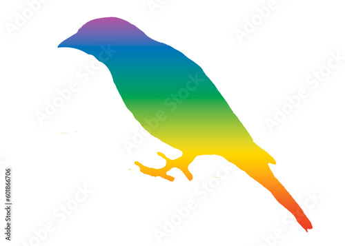 Rainbow Gradient Tanager Bird Silhouette