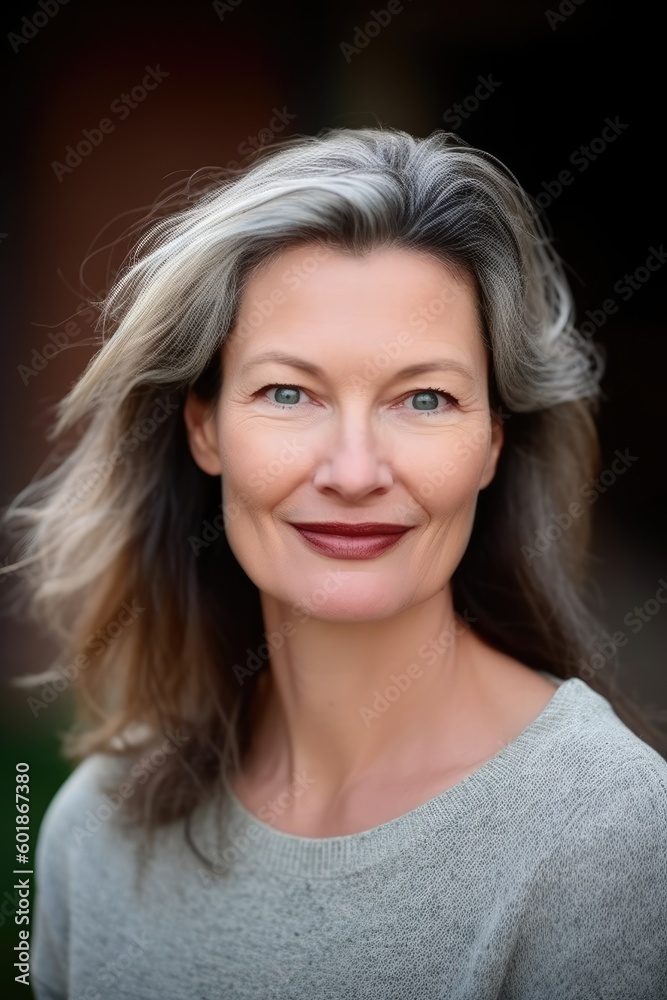 Smiling attractive mature woman looking at the camera. Generative AI Smiling attractive mature woman looking at the camera. Generative AI